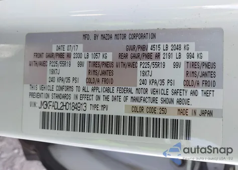 2017 Mazda Cx-5 Grand Select z USA, uszkodzony, nr VIN JM3KFADL2H0184913